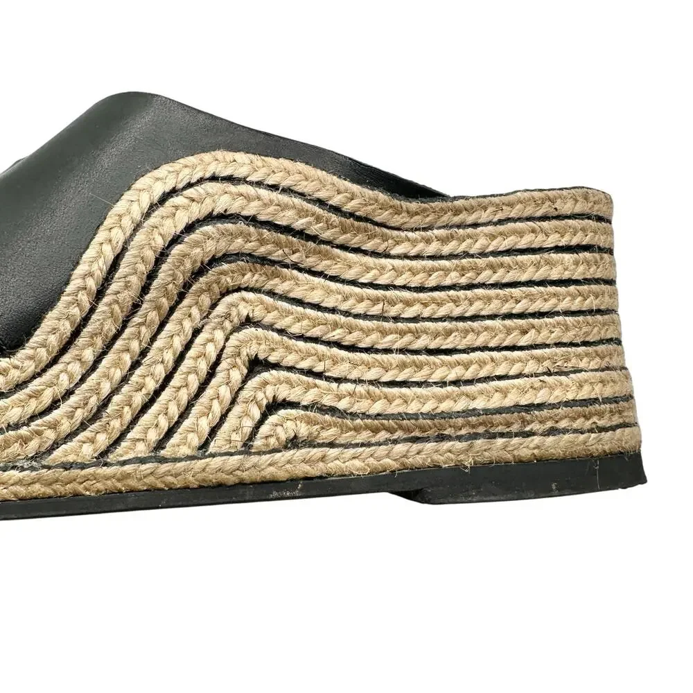 Casteller Espana | Women | Leather Cross Strap Espadrille Heeled Slides | 10.5